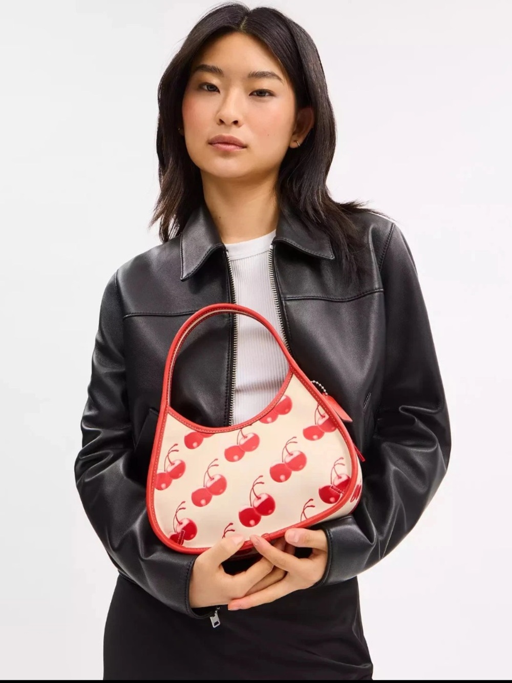 NWT Coach CL754 Ergo Bag With Cherry Print Coachtopia Leather Cloud Multi Small
